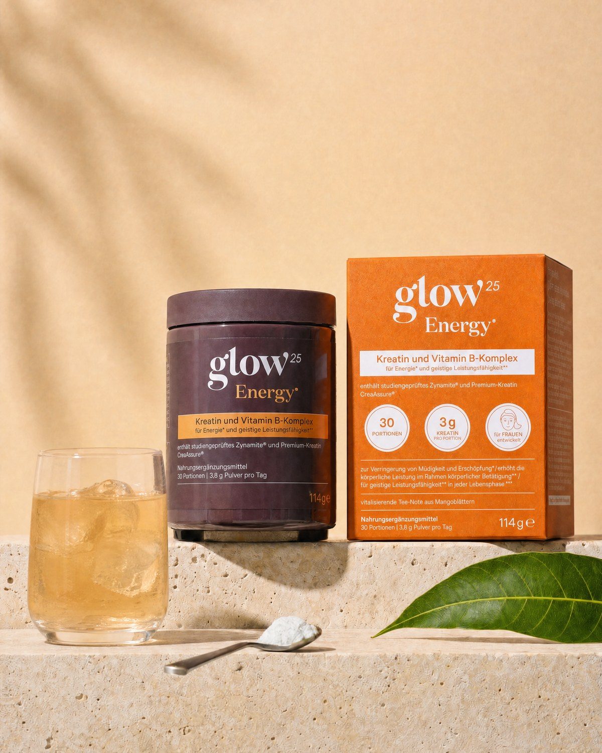 Glow25 Energy Kreatin-Komplex mit B-Vitaminen und Mangoblattextrakt