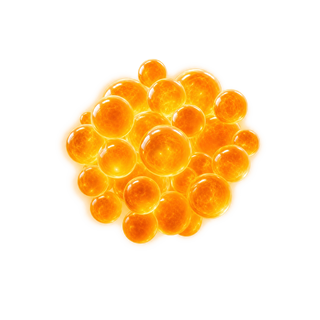 La créatine, représentée par un nuage de petites billes dorées